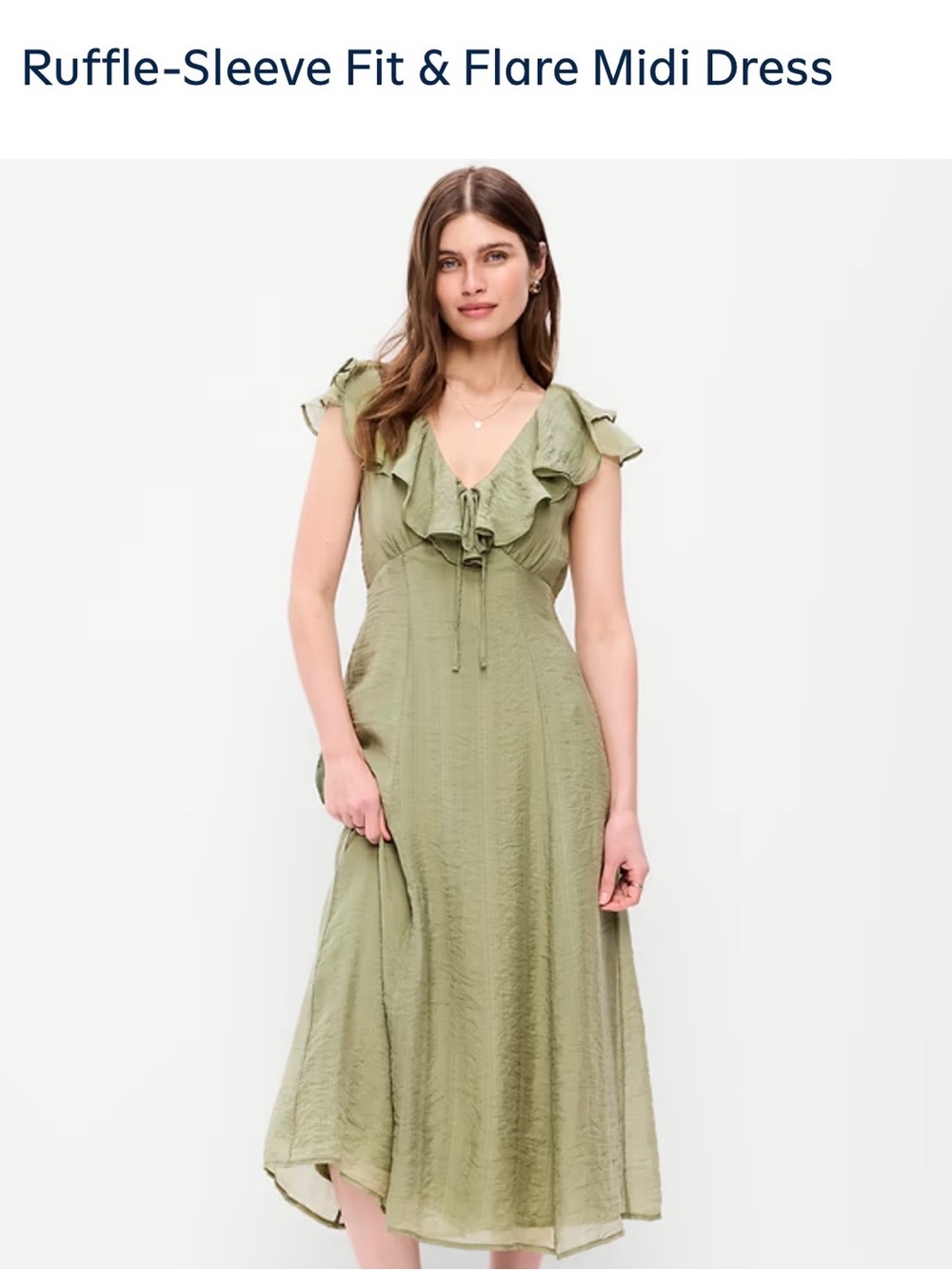 Old Navy Ruffle-Sleeve Fit & Flare Midi Dress - Sage Green